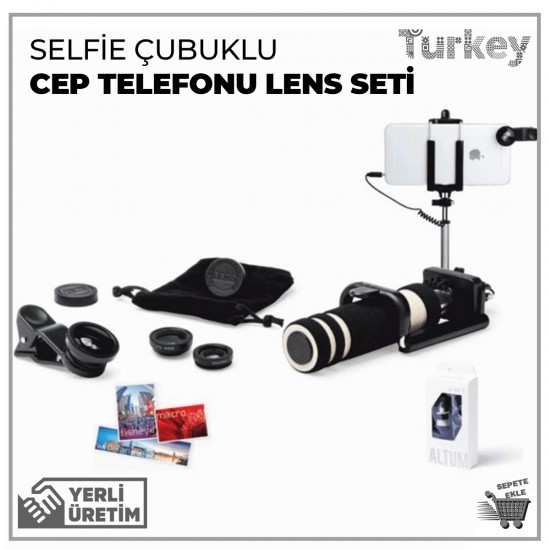 Selfie Çubuklu Cep Telefonu Lens Seti